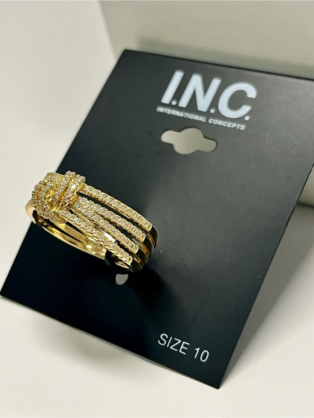 I.N.C. International Concepts Pavé Knotted Multi-Row Band Ring
